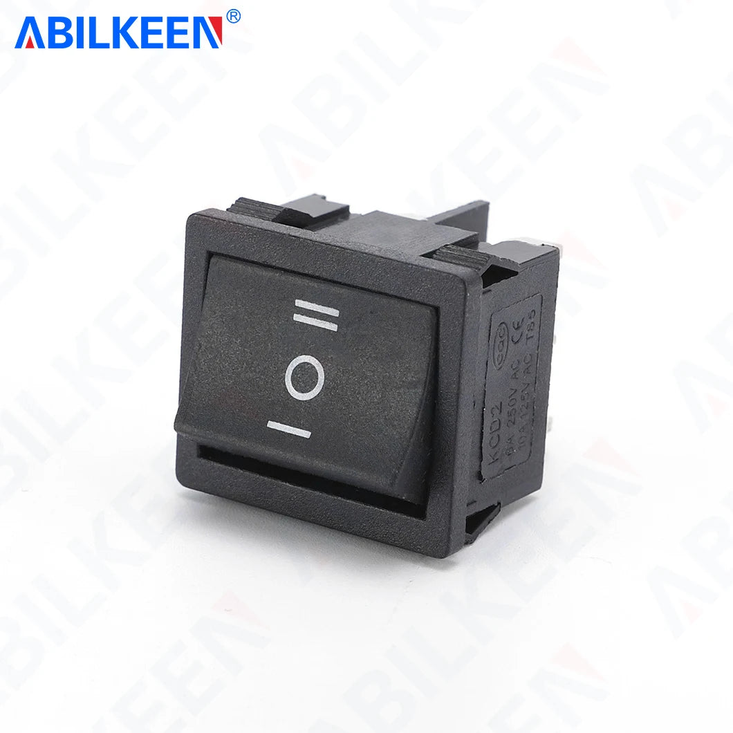 50PCS/LOT ABILKEEN KCD2-203 Plastic Rocker Toggle Switch 6Pin DPDT ON-OFF-ON Latching KCD2 Rocker Switch 16A 250VAC for Car Auto