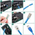 New Rj45 Rj12 Rj11 Pass Through Crimp Plier Cat7 Cat6 Cat6A Cat5 Cat5e Stripping Crimping Tool with 8P/6P Ethernet Connectors