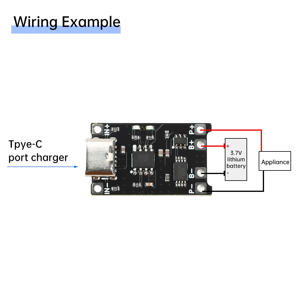 2 In 1 TP4056 Li-ion Battery Charging Module DC 4-8V 1.2A Battery Charging Board Module Type C Charging Protection
