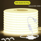 220V COB LED Strip Light With Switch/Dimmer Plug Super Bright 288LEDs/M IP65 3000K 4000K 6000K High Quality Indoor Outdoor Decor