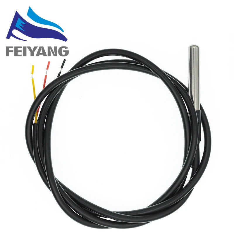 DS18B20 Temperature Sensor Module Kit Waterproof 100CM Digital Sensor Cable Stainless Steel Probe Terminal Adapter For Arduino