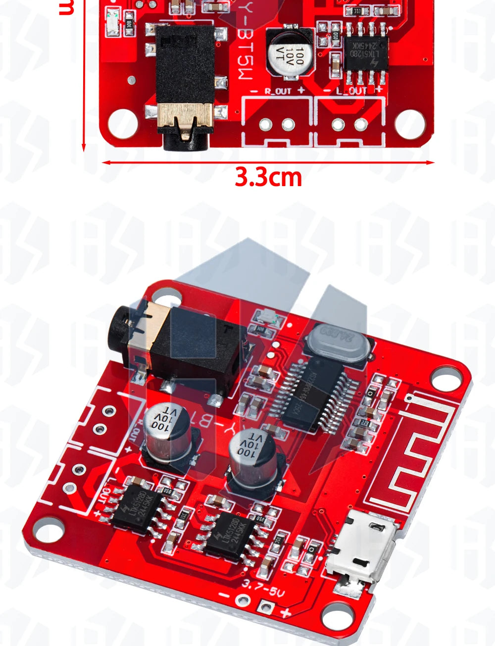 ‌XY-BT5W Bluetooth 4.2 Audio Module - 3.7-5VDC 5W×2 Stereo Amplifier Board w/A2DP & Auto Pairing for Portable