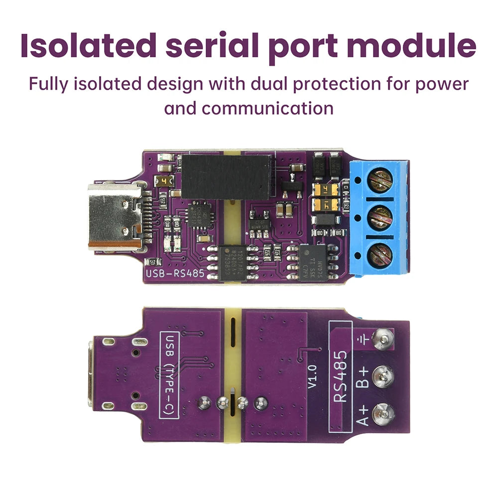 USB to RS485 Isolated Serial Port Module, Automatic Commutation, High-Speed 2Mbps Communication Power Isolation Module Type C