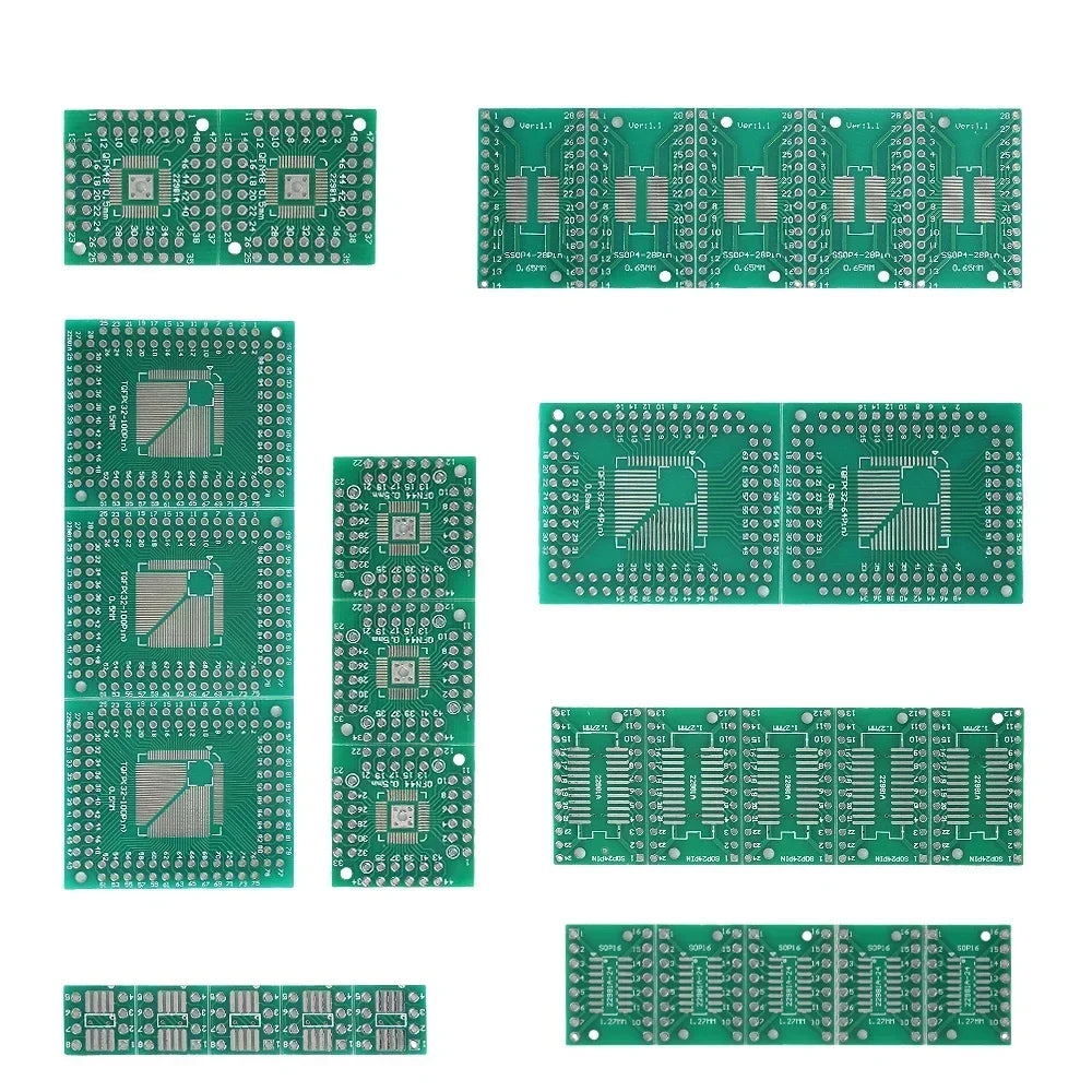 30PCS PCB Board Kit SMT To DIP Adapter Conversion Board Diy Electronic Assorted Set FQFP32 QFN48 SOP8 16/24/28 PCB
