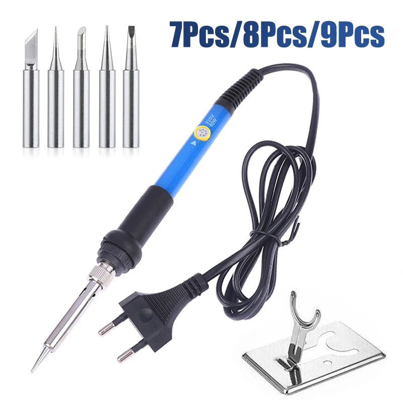 220V 60W 1/3/5/7/8/9Pcs Adjustable Temperature Electric Soldering Iron Electric Soldering Iron Welding Solder Repair Tool