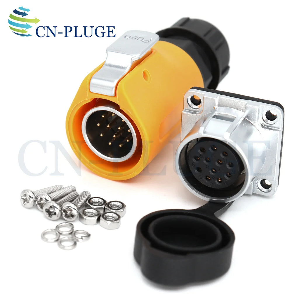 XHP20, IP67 2 3 4 5 67 8 9 10 12-Pin Waterproof Electrical Connector, 20mm Aviation Square Panel Mounting Male Plug