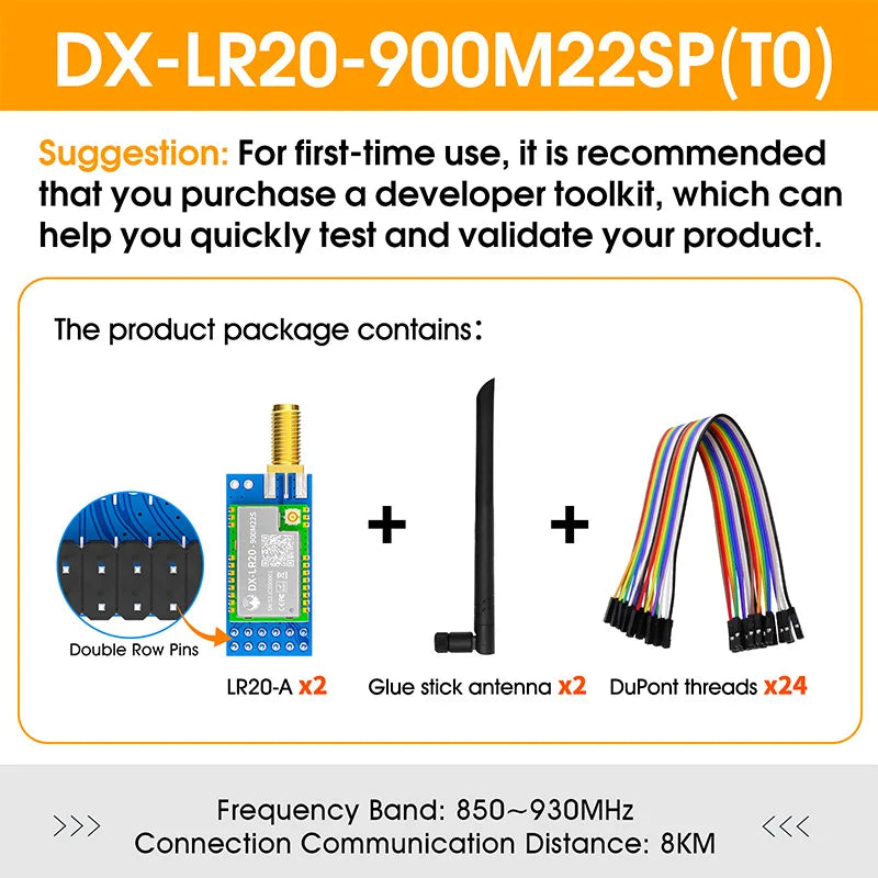 LLCC68 LoRa Wireless Module 868Mhz 915Mhz 433 475Mhz DX-LR20 22dBm 8KM Long Range SMD RF Module Power Supply