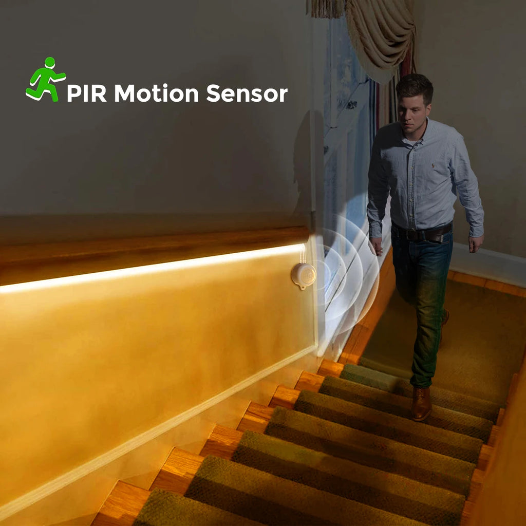 2m 5m 10m Smart PIR Motion Sensor Switch 24V COB LED Strip Light Neon Silicone Gel Tape Auto ON/OFF For Stair,Wardrobe Decor