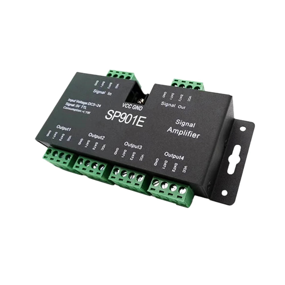 SP901E SPI Signal Amplifier Repeater 4CH DC5-24V for WS2812B WS2811 WS2813 Addressable Dream LED RGB Magic Strip Pixel Light