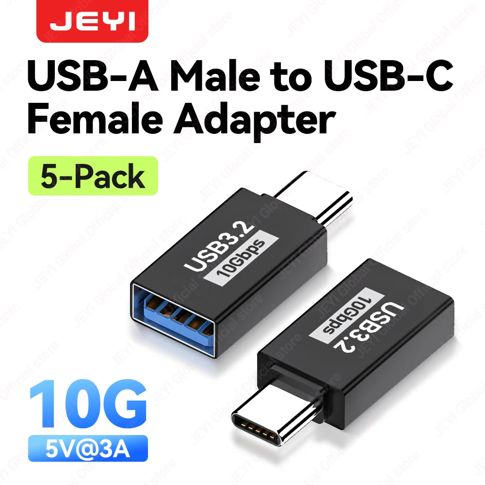 JEYI 5Pcs USB-A to Type-C Extension Adapter USB-C To USB 3.2 10Gbps OTG Coverter For Laptop PC Connector Converte S23 IWatch