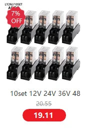 1pcs General Purpose LY2NJ HH62P Electronic Micro Electromagnetic Relay LED Lamp 10A 8 Pins Coil DPDT DC12V 24V AC110V 220V