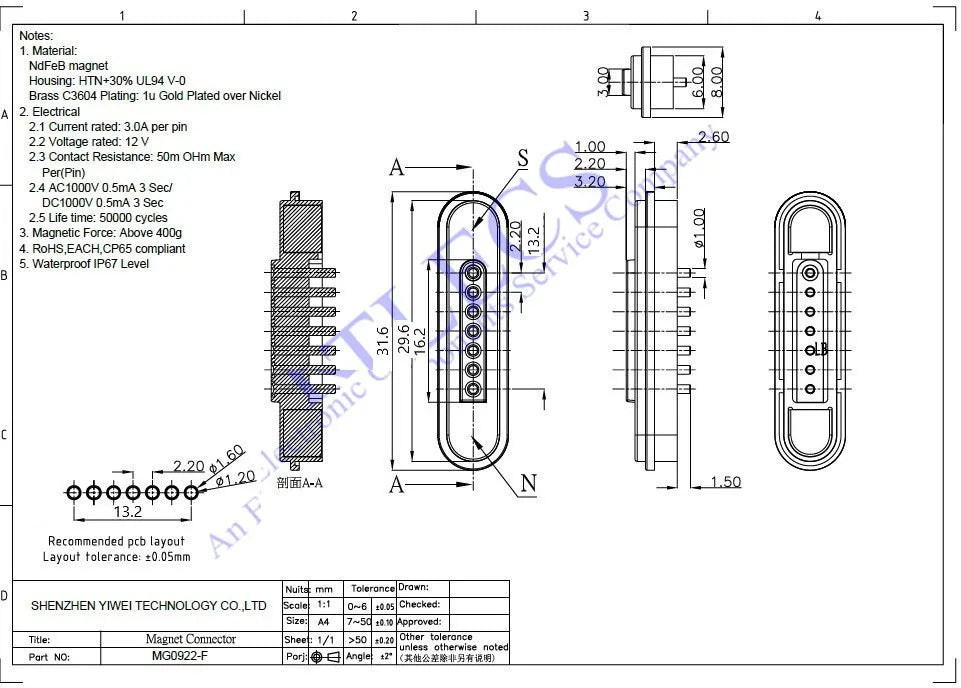 3A Magnetic Spring Loaded Pogo Pin Connector 24VDC LED Snap-on JST SM JR Servo Extended Cable 5/6/7/8/9 Pin Male Female Blind