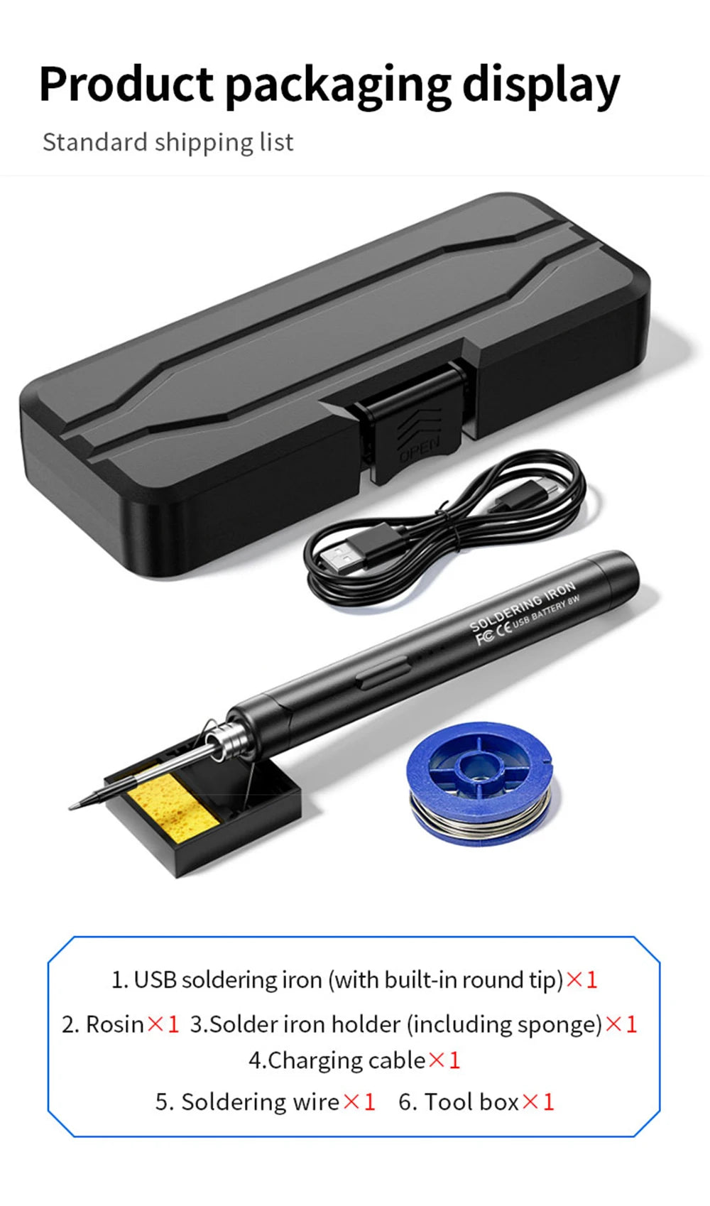 Multifunctional USB Digital Electric Soldering Iron Set Kit Intelligent 300-450℃ Temperature Adjustable Solder Iron Welding Tool