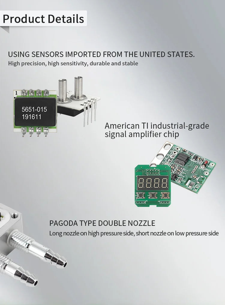 Differential Pressure Transmitter 4-20MA 0-10V 0-5V RS485 Differential Pressure Sensor 0-50pa 0-100pa Wind Air Pressure Sensor