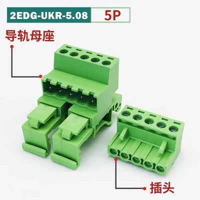 2EDG-UKR-5.08mm Rail Mounted Plug-in Terminal Block Connector 2EDG 5.08mm 2P 3P 4P5P-24Pin Screw Free Guide Rail Docking KD Plug