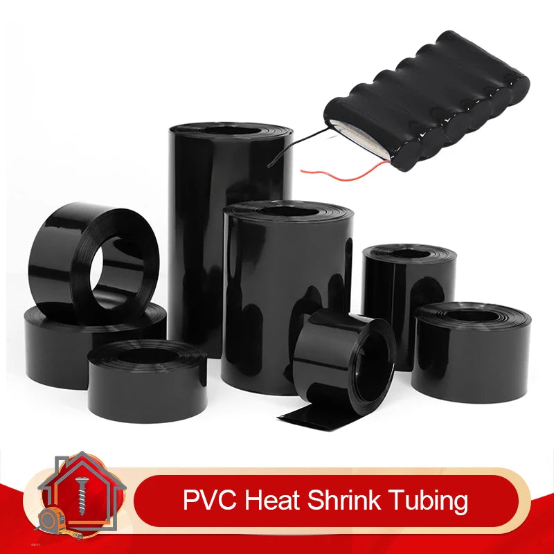1/5m PVC Heat Shrink Tube Width 50mm ~ 500mm Black 18650 Lipo Battery Pack Insulated Cable Sleeve Protection Battery Film Wrap