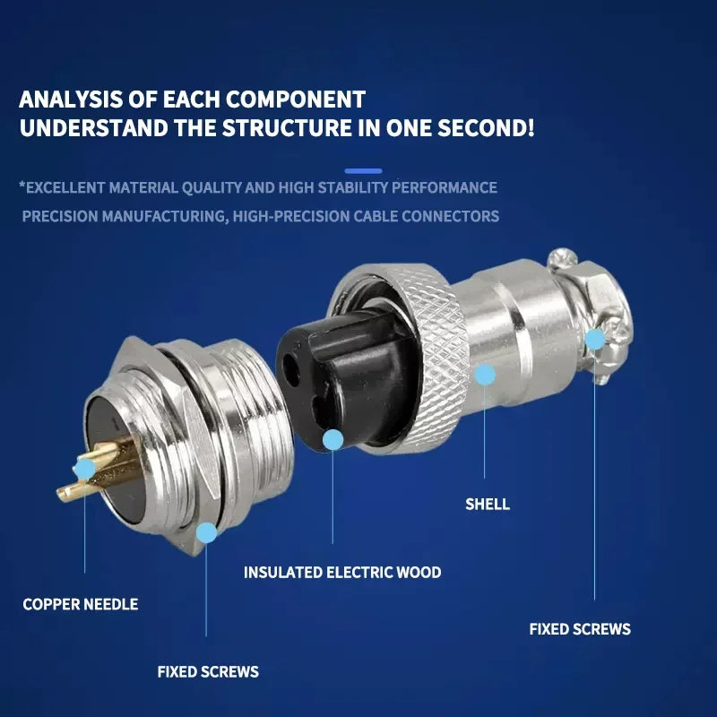 5/20 Sets GX16 Gold-Plated Connector - 2/3/4/5/6/7/8/9/10Pin Fixed & Butt Mobile Type Electric Cable Terminal (Male&Female)