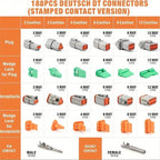 188pcs Deutsch DT Series Size 16 Stamped Anderson Connector Waterproof Automotive Electrical ﻿ Bnc Cable Peeler Assortment Plug