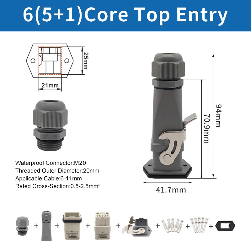 HA Heavy Duty Connector Kit 4/5/6/8 Core Pins Male&Female Insert Plug HDC-HA Rectangular Waterproof Industrial Aviation Socket