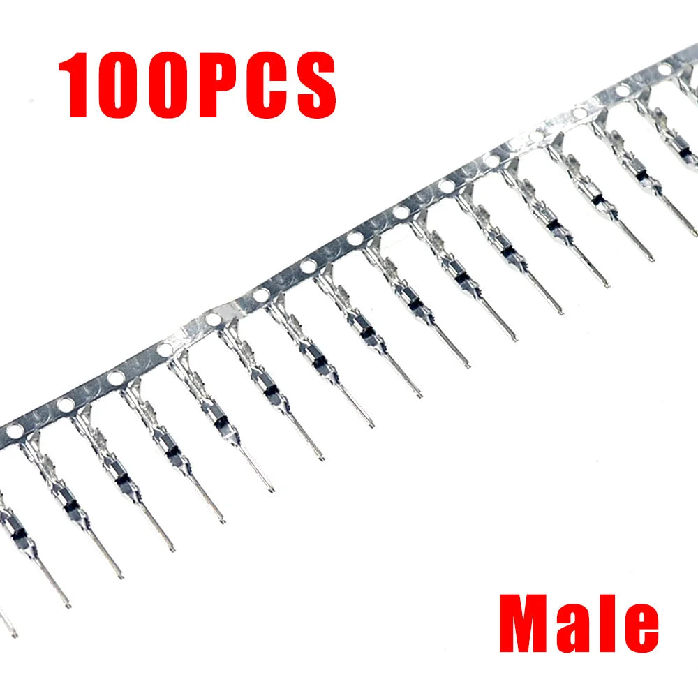 100PCS Dupont Connector 2.54mm Jumper Wire Cable Pin Connector Terminal Male Pin Connector for Housing Jumper