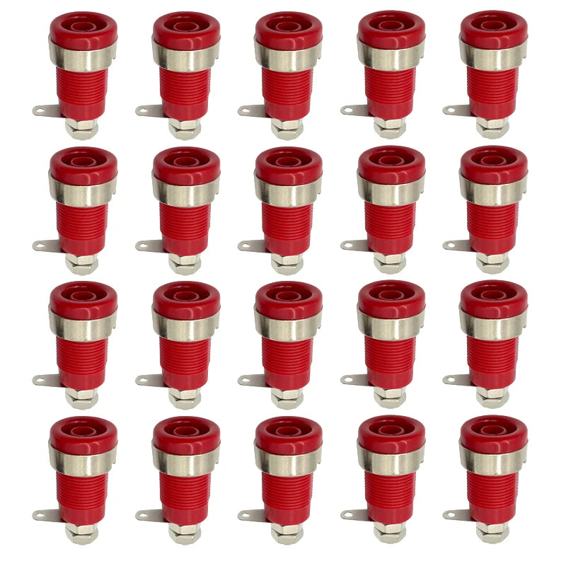 20PCS Insulated Safety 32A 4mm Banana Socket Terminal 5 Colors Female Jack Panel Mount Socket Binding Post Wire Connector