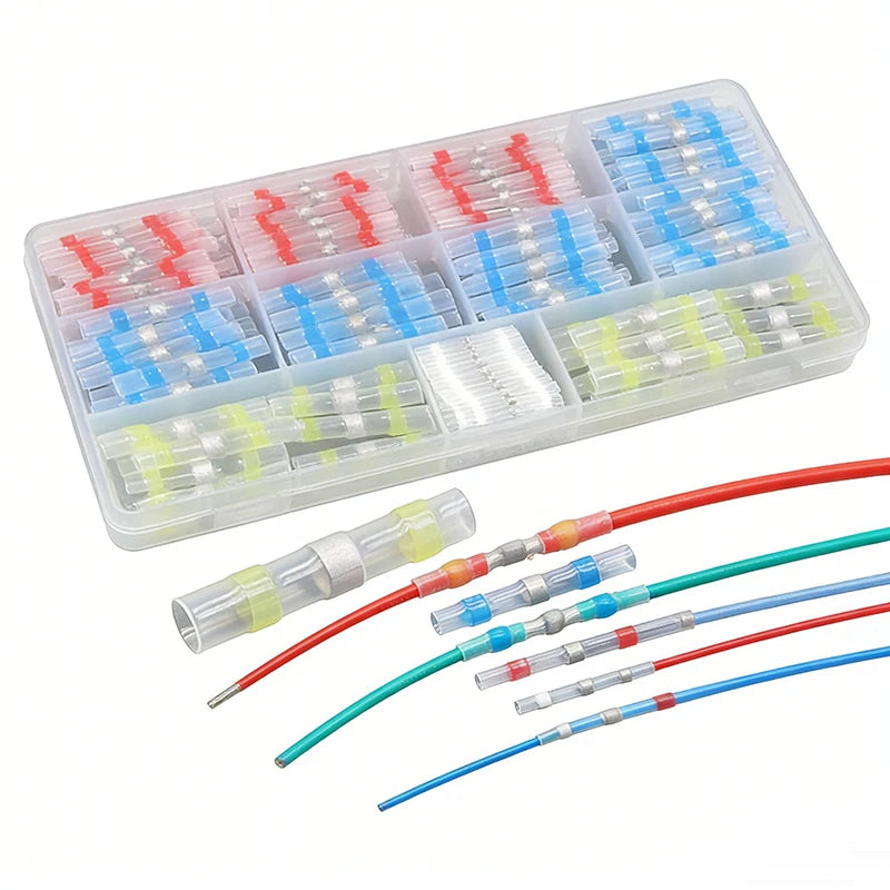 50-500Pcs Boxed Solder Seal Wire Connectors Kit 3:1 Heat Shrink Butt Connectors Waterproof Insulated Electrical Terminals