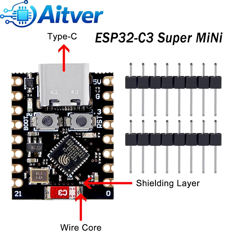 ESP32 C3 SuperMini Development Board WiFi Bluetooth Microcontroller Module 4MB Flash Compatible with Arduino IDE ESPHome DIY Pro