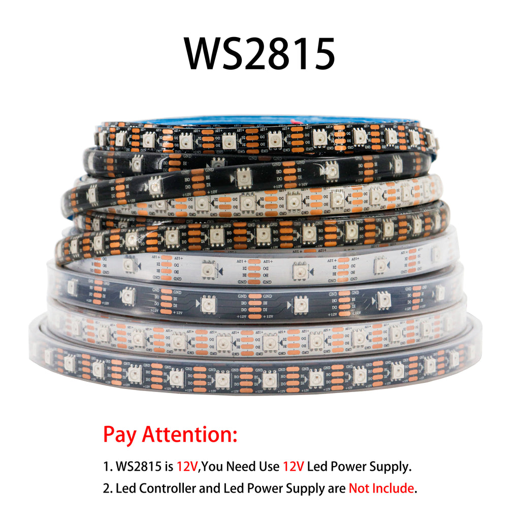 WS2812B WS2811 WS2813 WS2815 5050 RGB Smart LED Strip Lights WS2812 Individually Addressable IC 30/60/144Pixels/Leds/m Tape