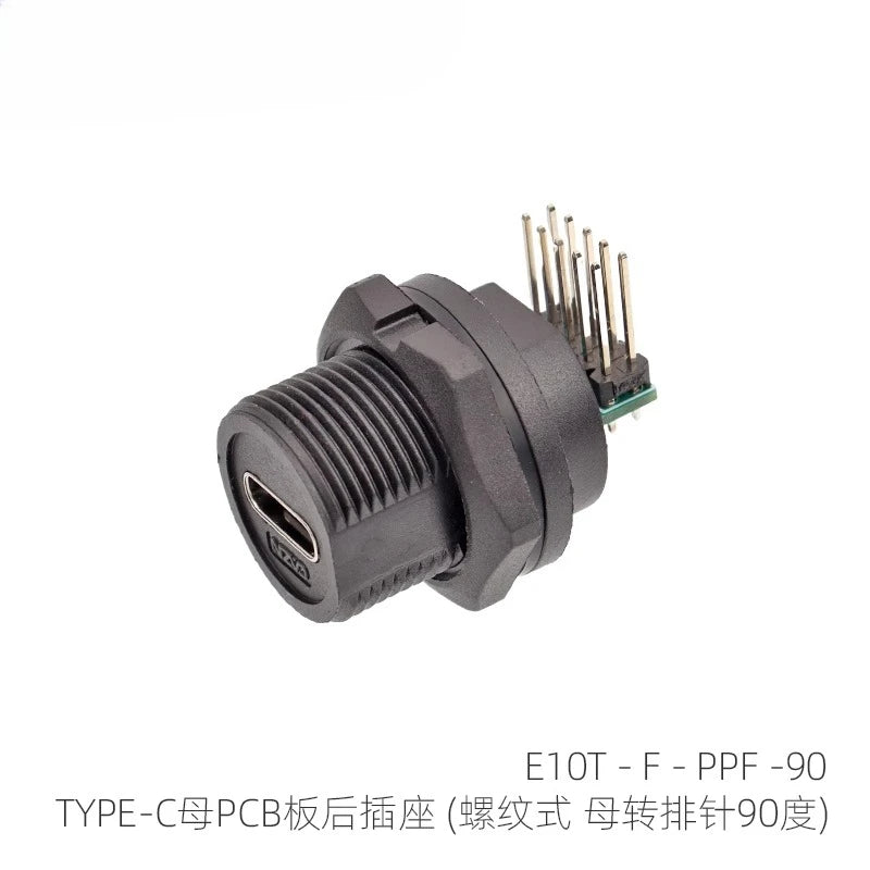 Threaded Type-C Waterproof Connector Cable IP67 Type-C Male Data Plug Wire F Outdoor Use USB 3.1 Solder Board Dual Female Socket