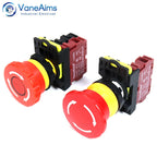 22mm LA36M Emergency Stop Switch Lockable Push Button 12v 24v 220v 10A 1NC 2NC Red Mushroom Head E-Stop Switches On Off VaneAims