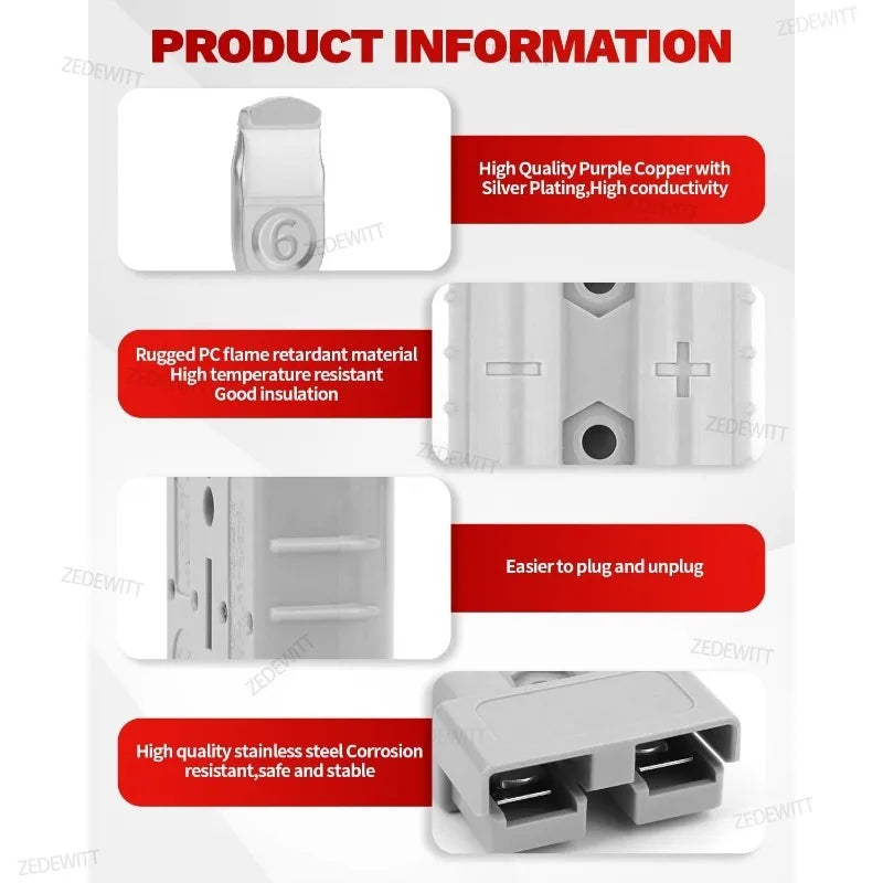 Practical DC Electronic Power Accessory 50A Anderson Plug Connector For Car RV Solar Battery Charger Power Tool