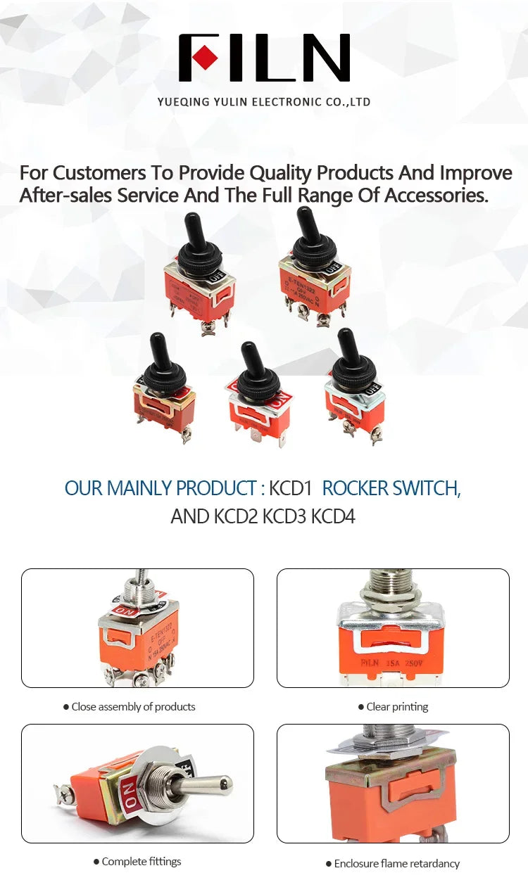 FILN 15A 250V Toggle Switches Miniature Thumb Lever on Off SPST SPDT DPDT Power Rocker Waterproof Cap for Electronics