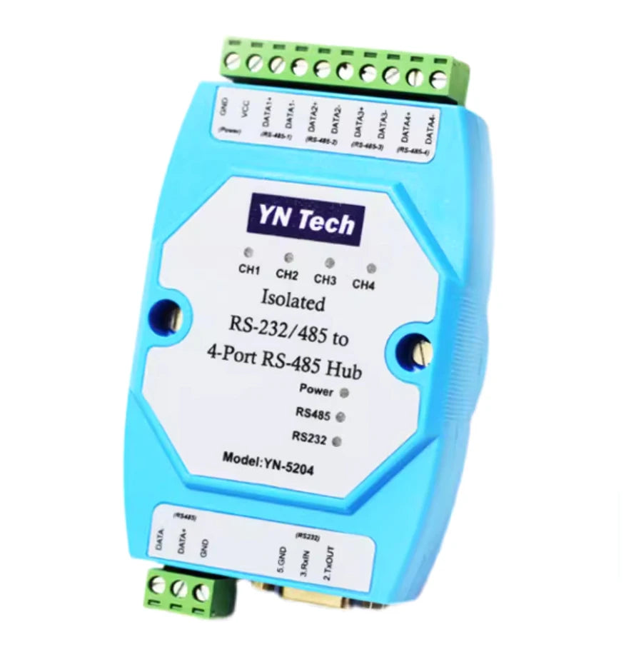 Isolated RS232 RS485 to 4 Ports RS-485 Hub Repeater Lightning Protection