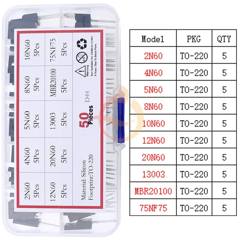DIP SMD Mosfet Triode Thyristor PNP NPN Voltage regulator Chip Transistor Assortment Kit DIY Mixed Electronic component package