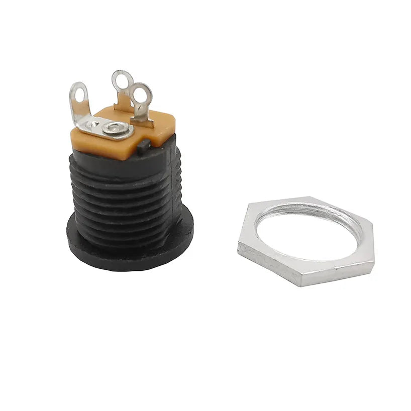 DC-022 5.5x2.1mm DC Power Female Socket Connector DC Plug Jack Screw Nut Interface Panel Mounting Socket Connector DC022 5.5*2.1