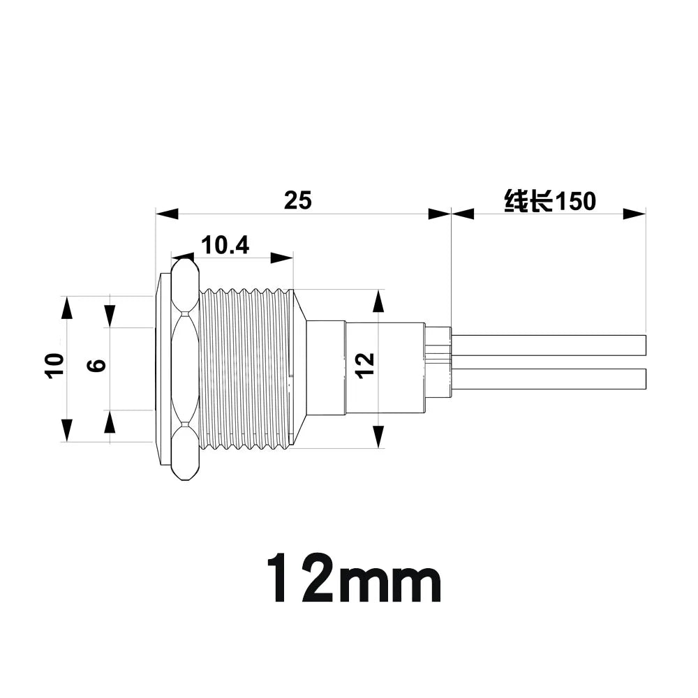 6mm 8mm 10mm 12mm LED Metal Indicator Light Signal Lamp with Wire 3V 5V 6V 12V 24V 110V 220V Red Blue Green Yellow White