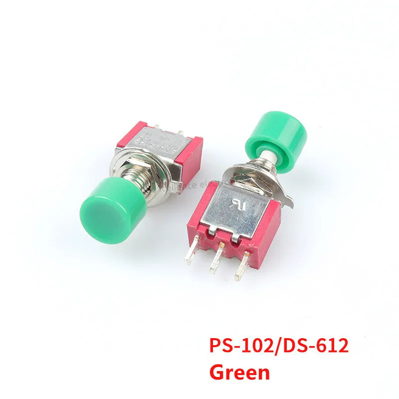 5Pcs PS-102 DS-612 3Pin 6mm Mini Momentary Automatic Return Push Button Switch ON-(ON) 2A 250VAC/5A 120VAC Toggle Switches