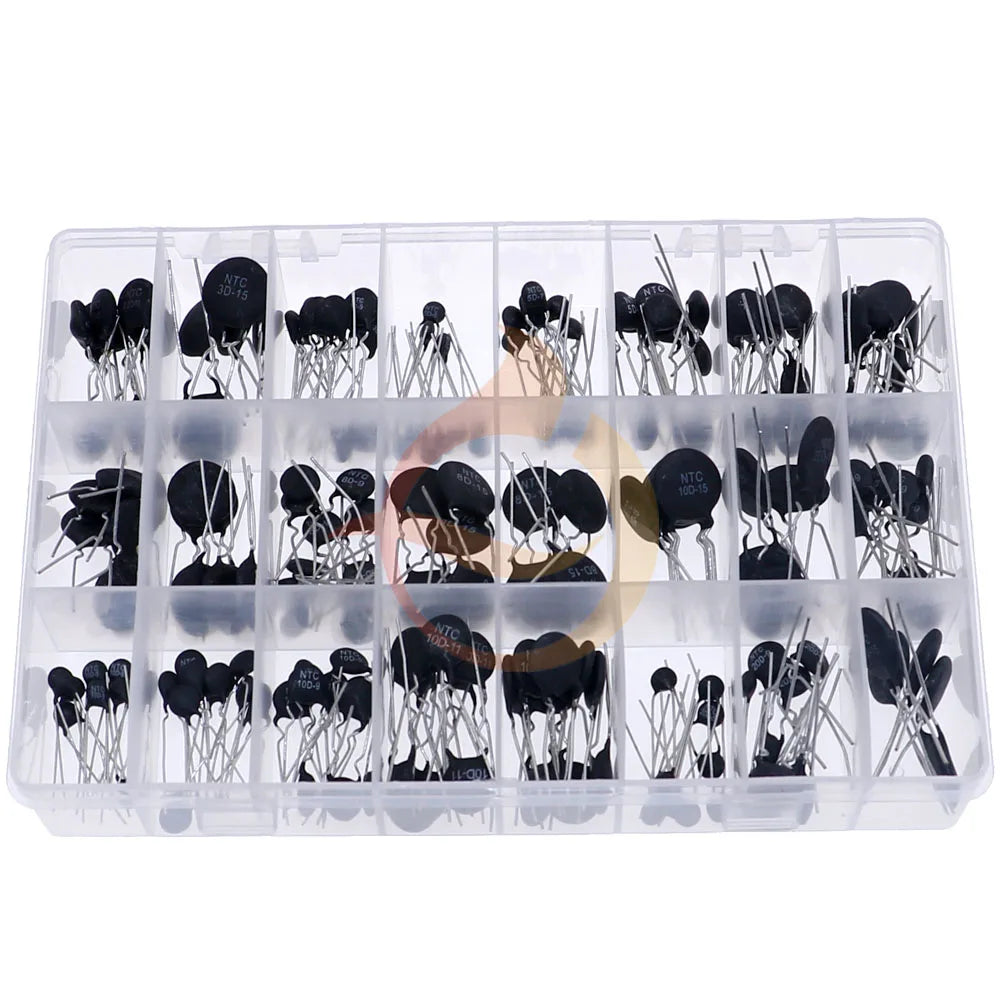 200Pcs 22Value 2.5D/3D/5D/8D/10D/20D/47D-7/9/11/13/15 NTC Thermal Resistor Negative Temperature Coefficient Assorted kit