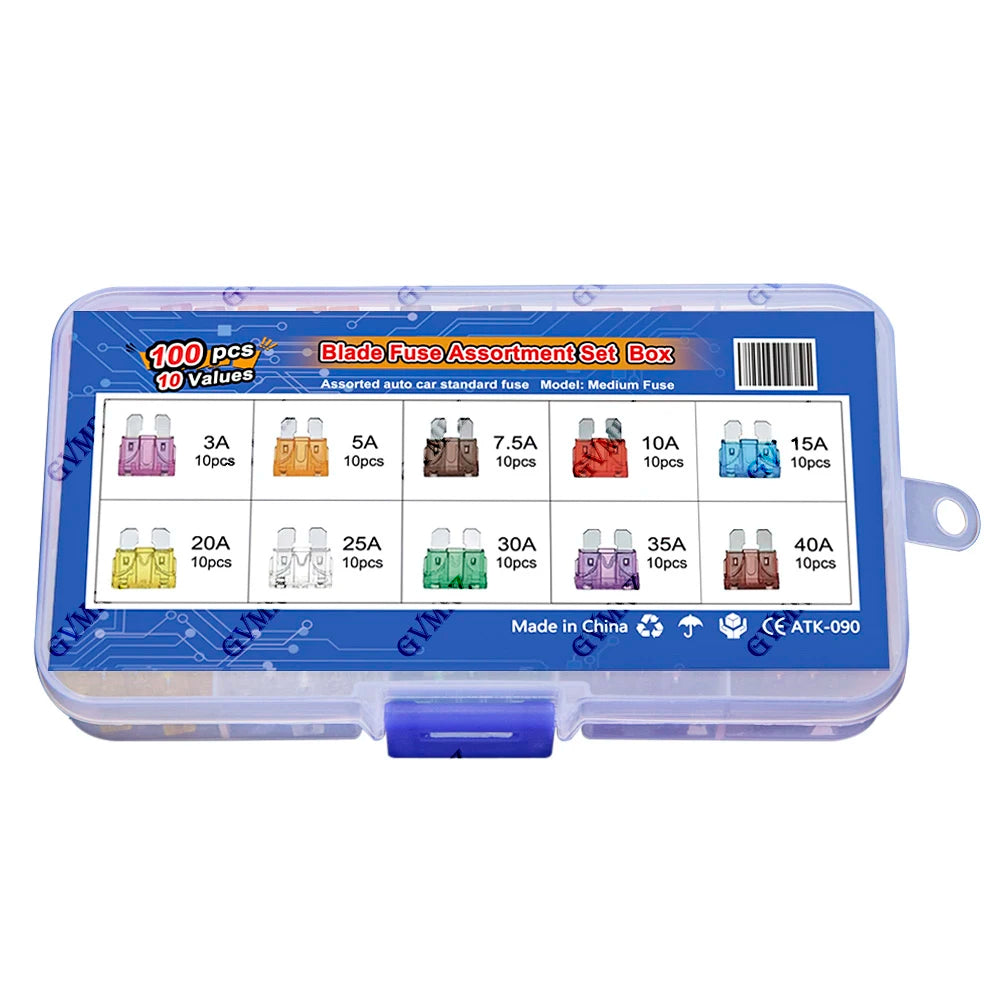 80PCS Medium Size Blades Type Car Fuse kit Assortment 3A 5A 7.5A 10A 15A 20A Fuse Set Auto Car Truck  25A 30A 35A 40A
