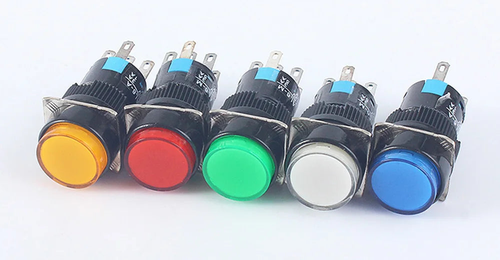 5V 12V 24V 220V 16mm Plastic Momentary LED Illuminuted Maintained Self-locking Push Button Switches Latching Push Button Reset
