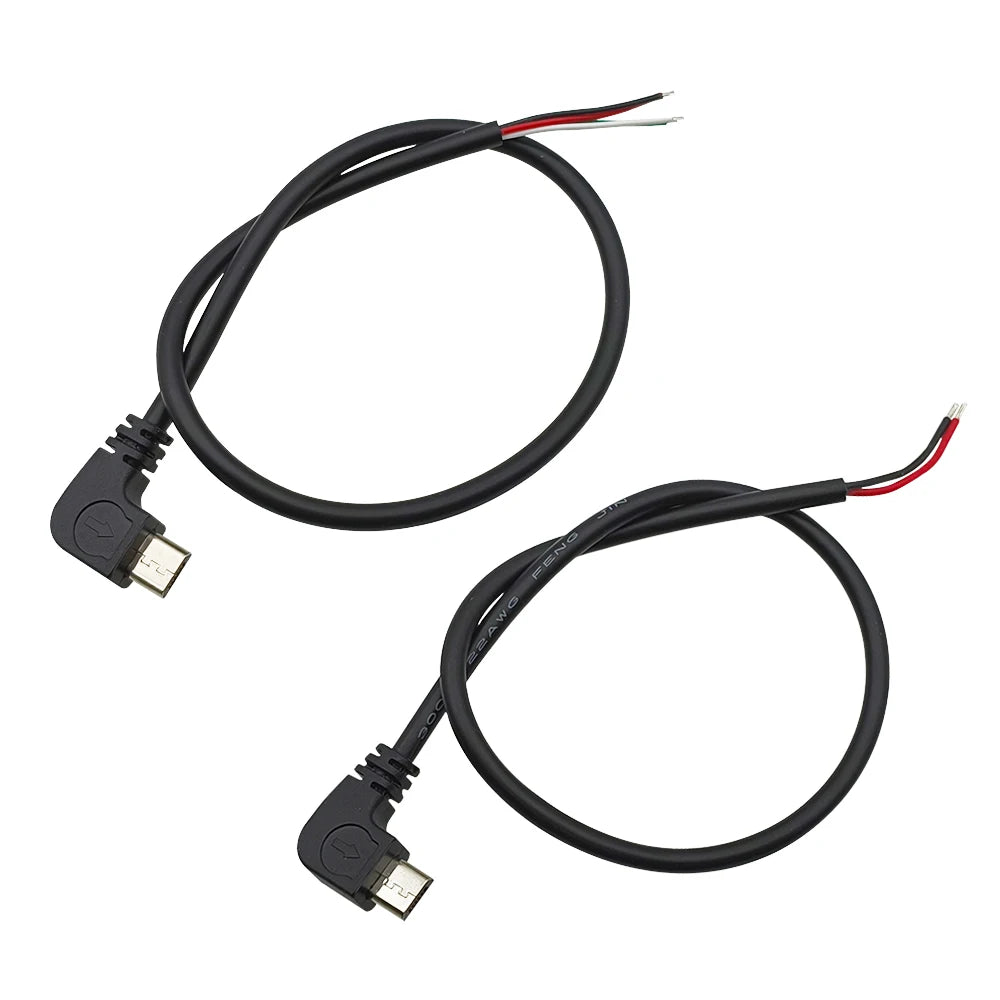 1Pcs 2 Wire 4 Wire Micro USB Power Supply Cable Elbow Head Male Plug Charging Connector DIY Repair Cable 0.3m