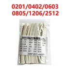 0201 0402 0603 0805 1206 1210 2512 Resistor Kit  33 ValuesX20=660PCS Pack Sample Kit Assorted 1K 10 150R 330 470 1.8 3 4.7k 5.1k