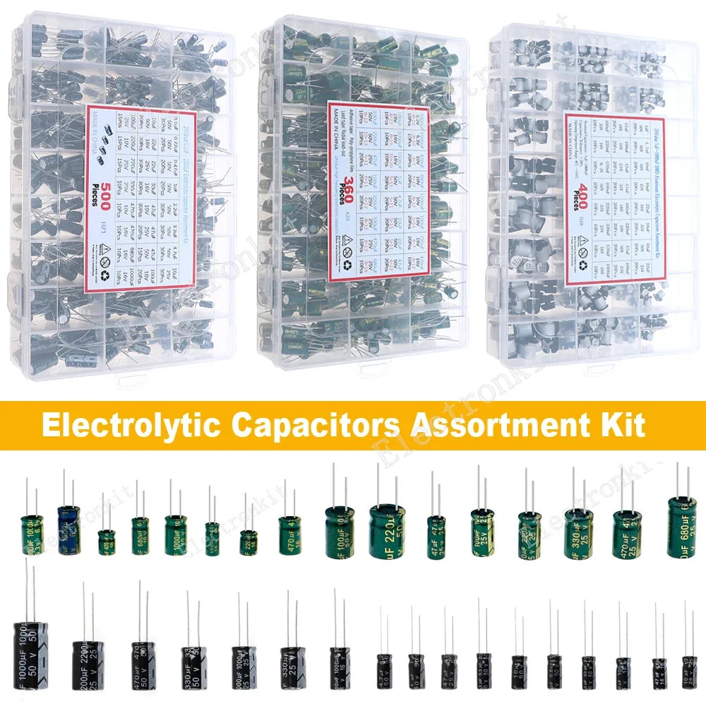 16V 25V 35V 50V 0.1uF to 2200uF DIP SMD Aluminum Electrolytic Capacitors Assortment Kit Set