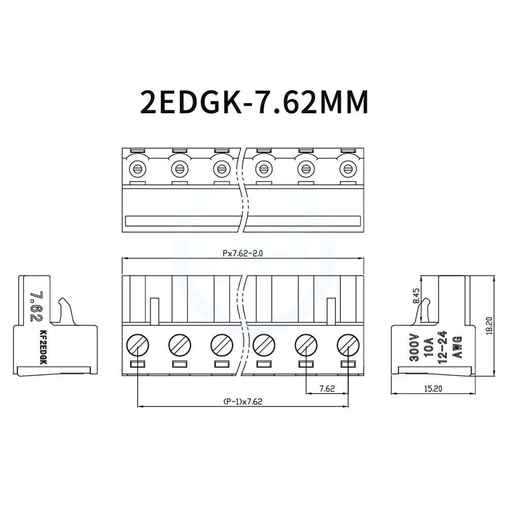 5/10PCS 7.62MM Large spacing 2EDG 2EDGRK 2-16P Welding free Docking Aerial Plug-in Terminal Block PCB Termianl Connector