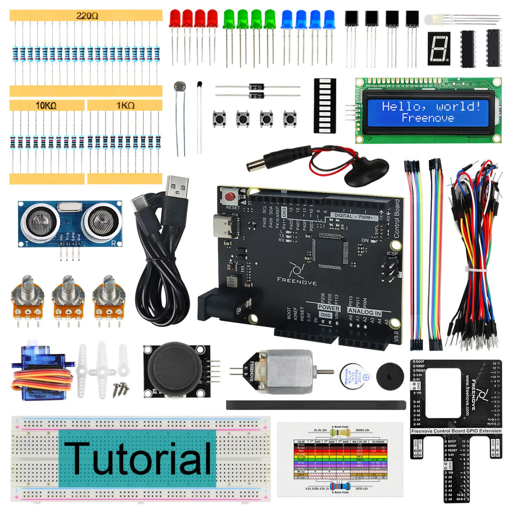 Freenove Super Starter Kit for Arduino UNO R4 V5 WiFi Mini, Arm Cortex-M4, 305-Page Detailed Tutorial, 172 Items, 60 Projects