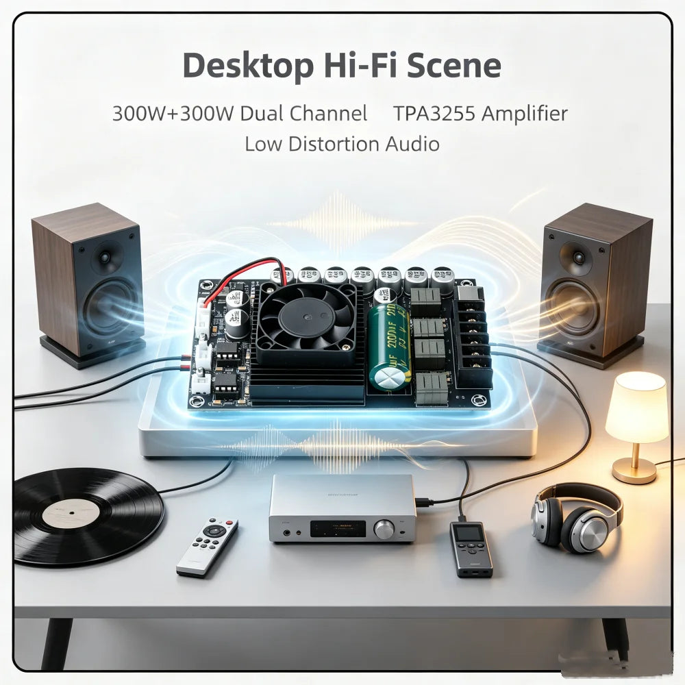 DC18-55V TPA3255 HIFI Digital Amplifier Module Dual-channel 300W*2 stereo Audio Speaker No Bluetooth interfere Pure sound
