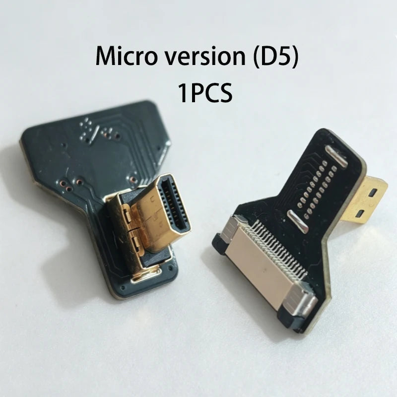 1PCS Ribbon FPV HDMI-Compatible Connector Flexible Flat Cable Raspberry Pi 4 Micro HDMI to HDMI/Mini HDMI Female 90 Degree FFC
