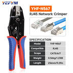 RJ45 Crimping Tool for Cat5/Cat6/Cat7 Ethernet Cables YHF-N567 Pliers Ratcheting for Precise Effortless Network Cable Crimping