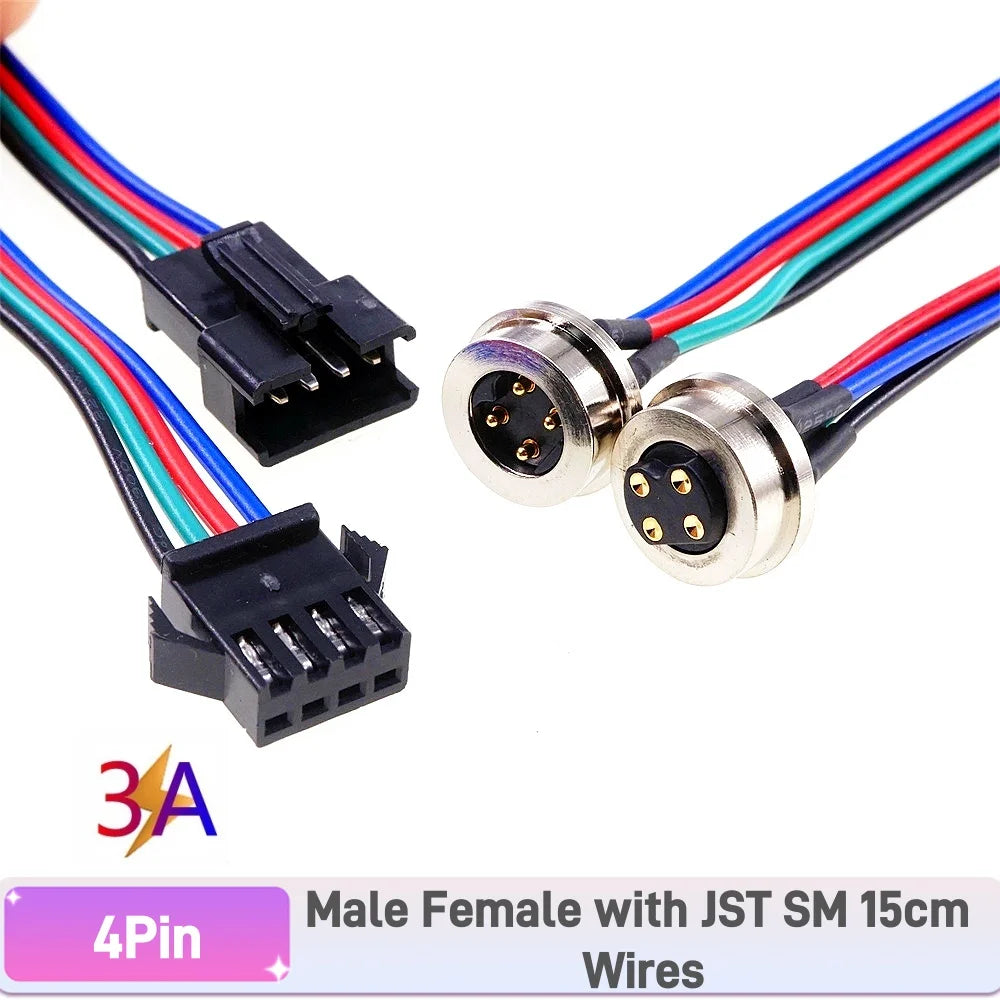 Magnetic Circular PogoPin Connector 2A Male Female Metal Spring Loaded 1/2/3/4/5/6 Pin DC Power Charger Wire JST SM Gold Plated