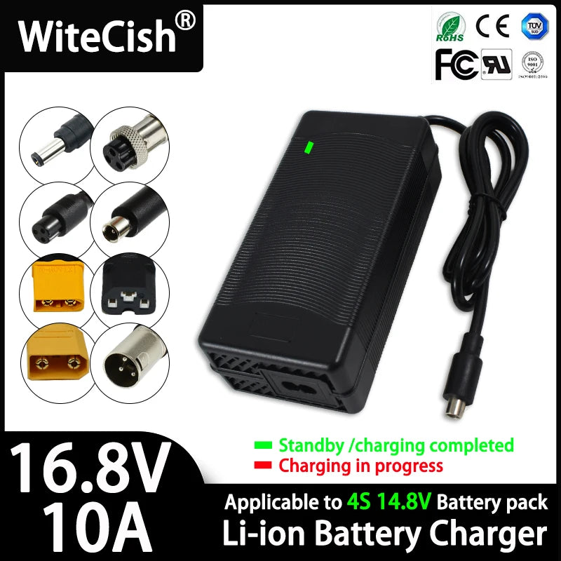 16.8V 10A Smart Charger Is Suitable For 4S 14.8V Li-ion Lipo Battery Fast Charger Optional DC5521/XT60/XT90 High-quality plug